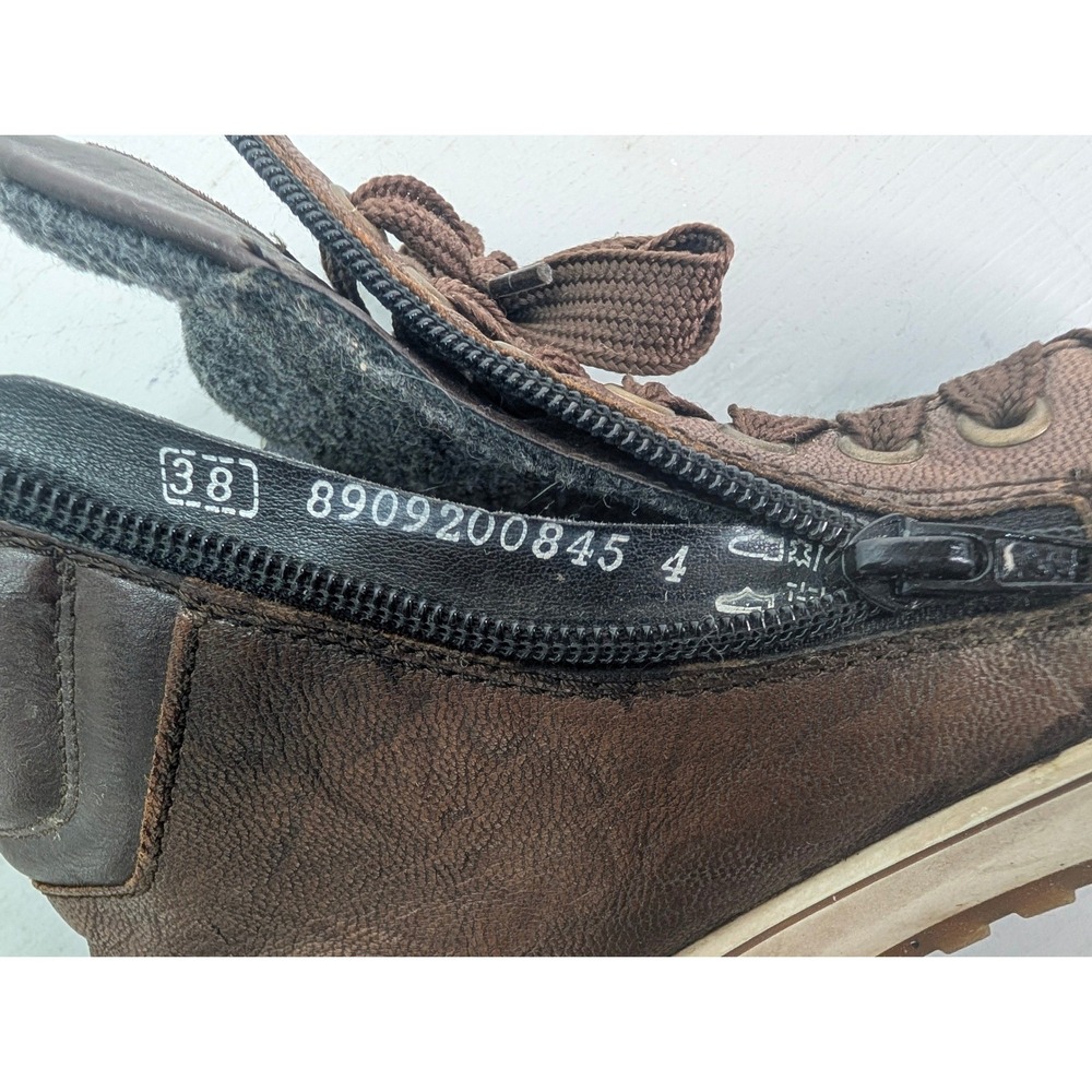 Remonte Brown Leather High Top Sneakers Sz 38 Side Zip Fleece Lined 8909200845 - Picture 5 of 13
